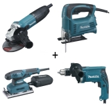 Бормашина - HP 1630 + Вибрационен шлайф - BO 3710 + Прободен трион - 4327 + Ъглошлайъф - GA 5030