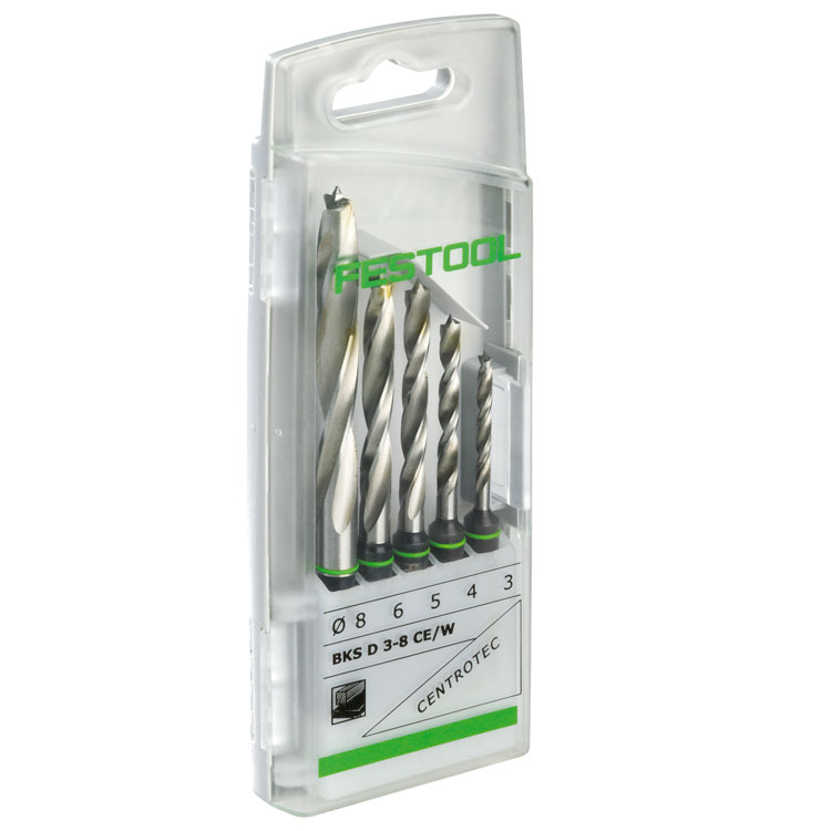 Комплект спирални свредла за дърво CENTROTEC, BKS D 3-8 CE/W